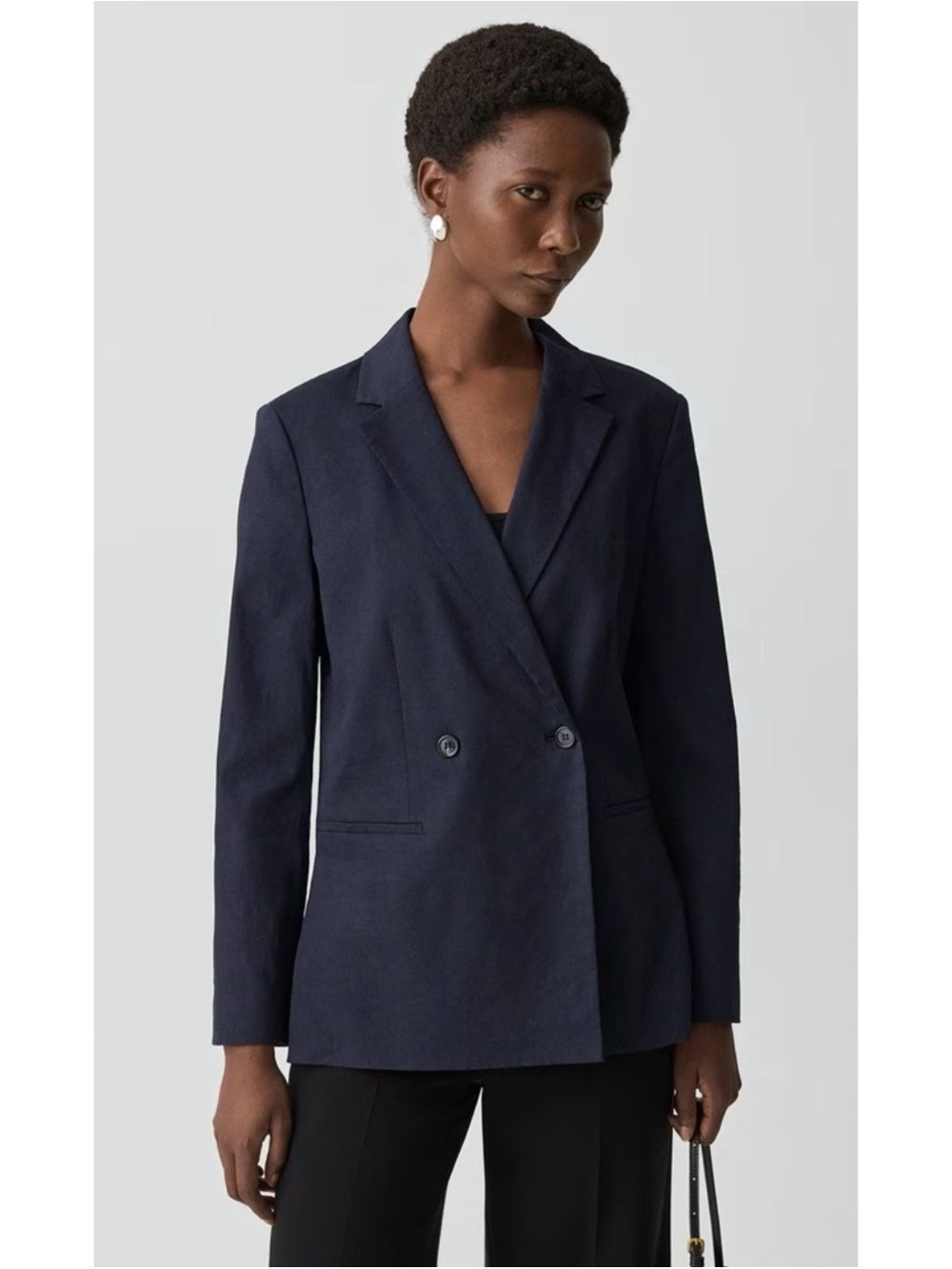 Theory Oversized Vented Double Breasted Blazer in Good Linen 10